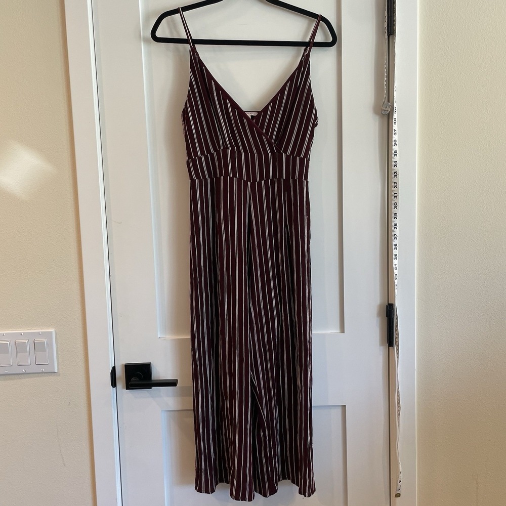 Burgundy Striped Jumpsuit